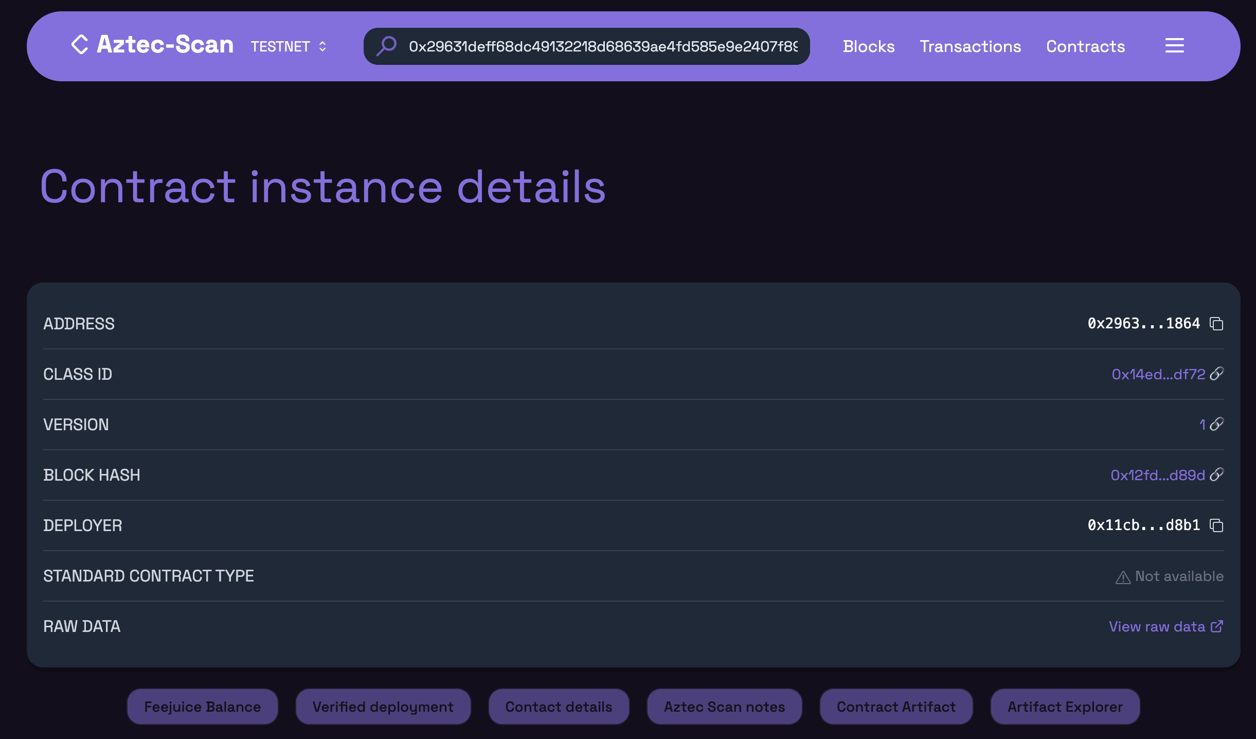 Deployer address on Aztecscan