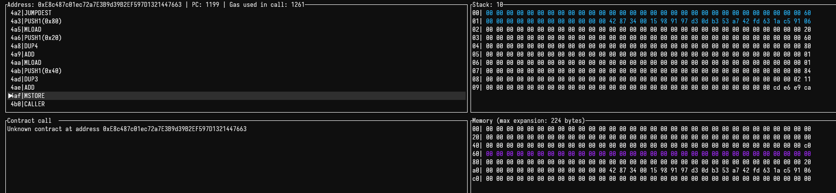 Freezable debugger showing reason storage