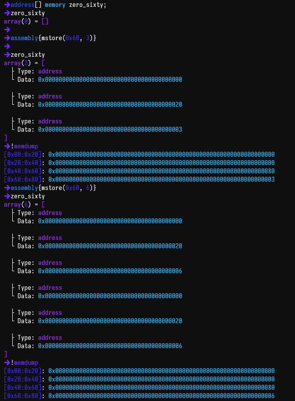 Freezable memory layout