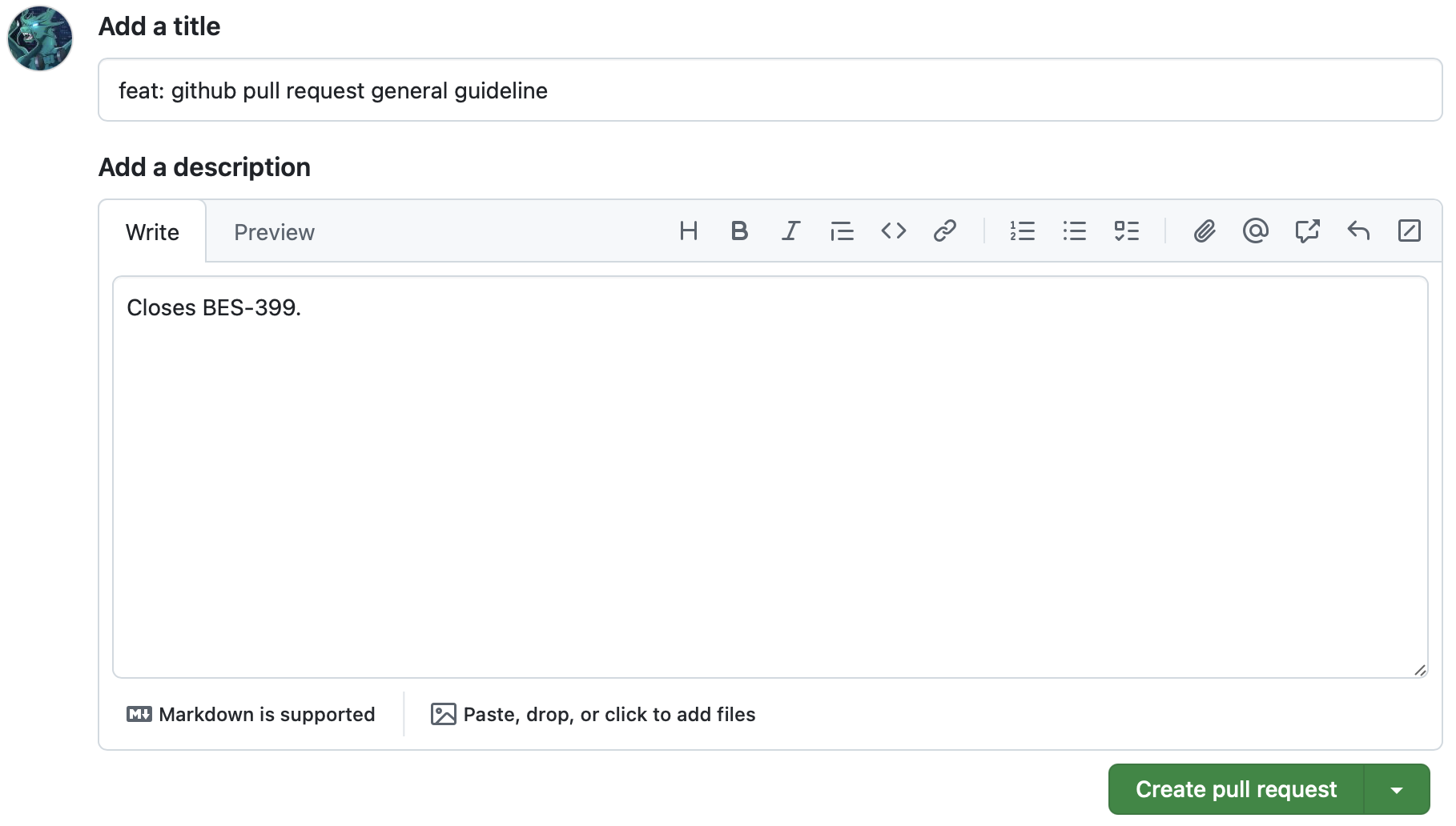 My pull request creation