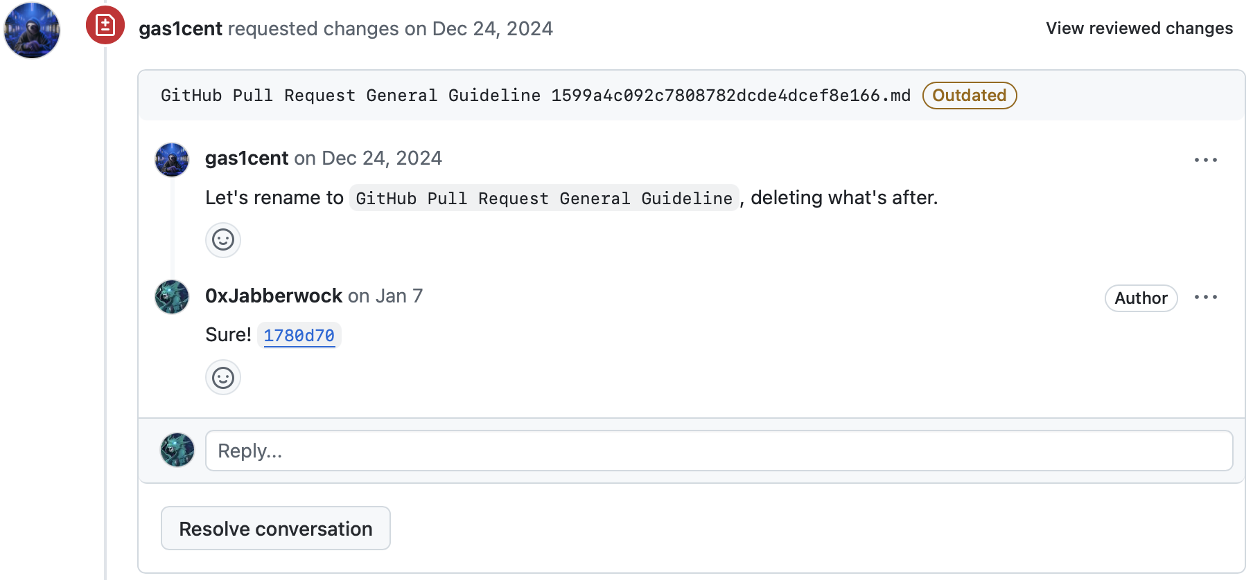 My reply